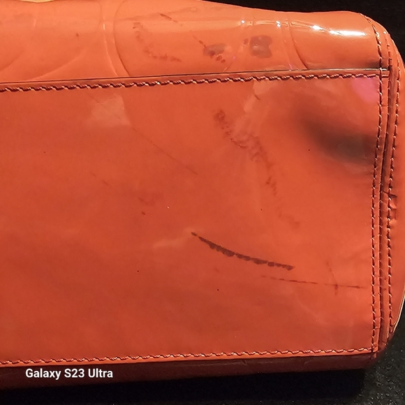 Coach Peyton Embossed Tote Orange/Coral - Picture 4 of 16